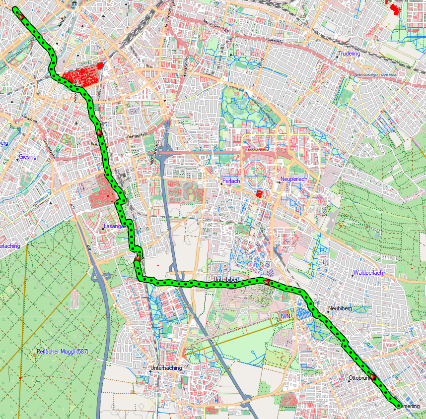 Kartenbild mit Route