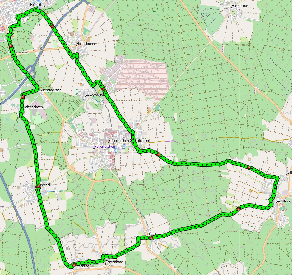 Landkarte mit Route
