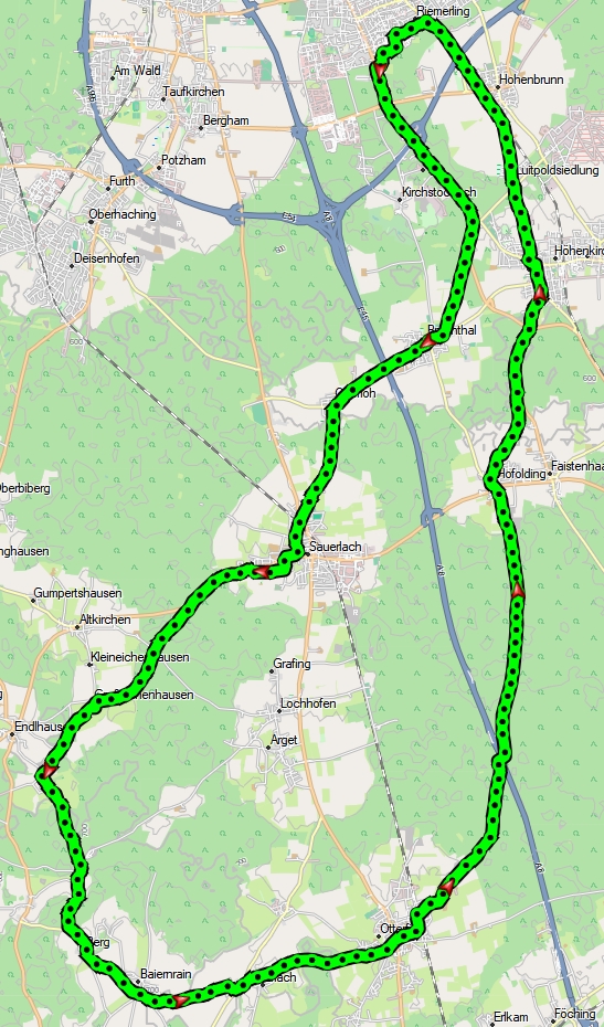 Landkarte mit Route