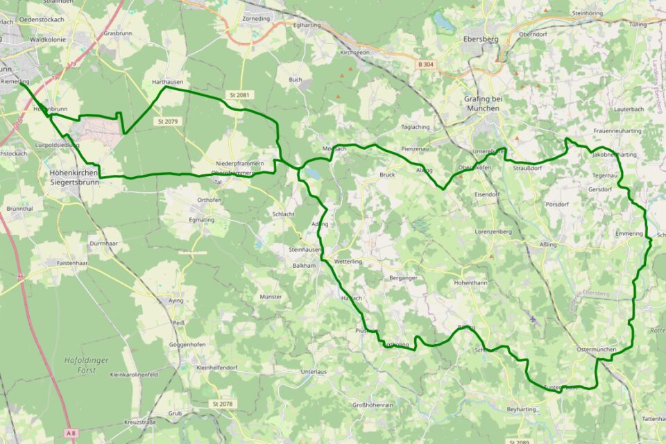 Landkarte mit Route
